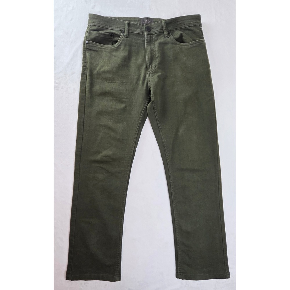 Jachs New York Mens 34/30 Olive Green Stretch Twill 5-Pocket Chino Pants 1529151